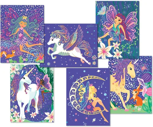 Miniatura 7 de BOX CANDIY Kit de arte para rascar de hadas y unicornios del bosque totalmente mágico para hacer, exhibir y compartir
