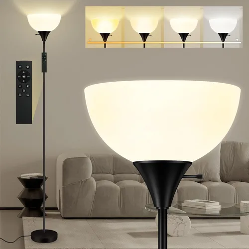 Miniatura 9 de Lámparas de pie para sala de estar, lámparas de pie Torchiere de 71'' con control remoto, temperatura de color y brillo ajustables 2700K-6500K