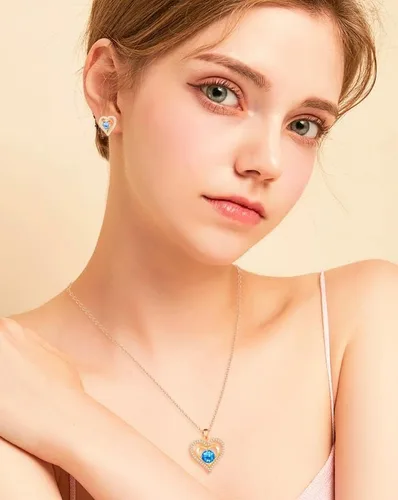Miniatura 2 de capirosa S925 Forever Love Heart Necklaces for Women Mother's Day Gifts Sterling Silver Rose Gold Diamond Birthstone Pendant Necklace Jewelry