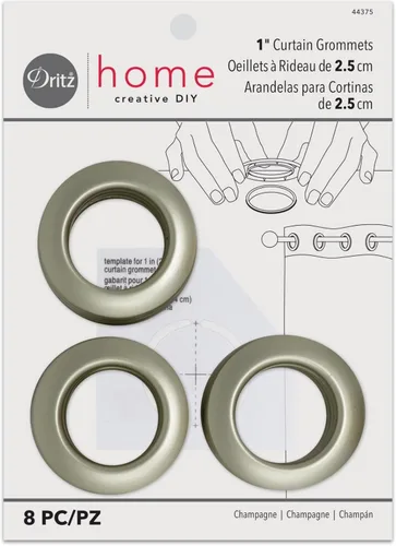 Miniatura 9 de Cortina con arandelas 1 pulgada, diámetro del plástico interior 8/Pkg Blanco