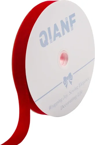 Miniatura 39 de QIANF Cinta de terciopelo, carrete de 1 1/2 pulgadas por 25 yardas (rojo)