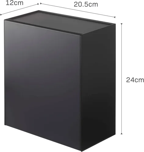 Miniatura 9 de YAMAZAKI Basurero de almacenamiento o basurero montado en la pared con bandeja, pequeña papelera con tapa, organizador de baño o cocina, plástico ABS