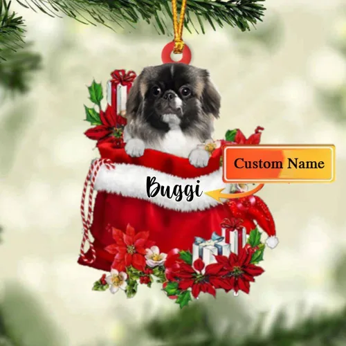 Miniatura 174 de Perro Akita Inu personalizado en bolsa de regalo, adorno de Navidad, nombre personalizado, regalo para amantes de los perros, familia, Navidad