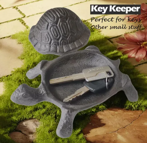 Miniatura 3 de Ocultador de llaves de tortuga de hierro fundido, soporte oculto para llaves, estatua decorativa de jardín, lugar secreto para llaves de repuesto