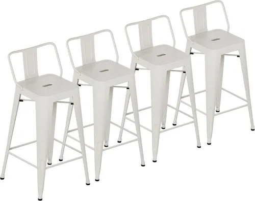 Miniatura 12 de Yongchuang Taburetes de bar de metal de 26 pulgadas con respaldo, juego de 4 taburetes de bar de altura de encimera de cocina para interiores y RUSTY
