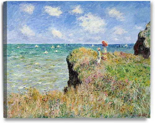 Miniatura 60 de Pinturas clásicas mundiales de Claude Monet Impresión giclée sobre lienzo alargado, pieza de galería para colgar y decorar el hogar, The CliffWalk