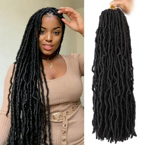 Miniatura 16 de 6 Paquetes Soft Locs Cabello de Ganchillo Pre Looped Faux Locs Trenzas de Ganchillo Goddess Locs Dreadlocs Cabello Sintético Para Mujeres Negras 1b