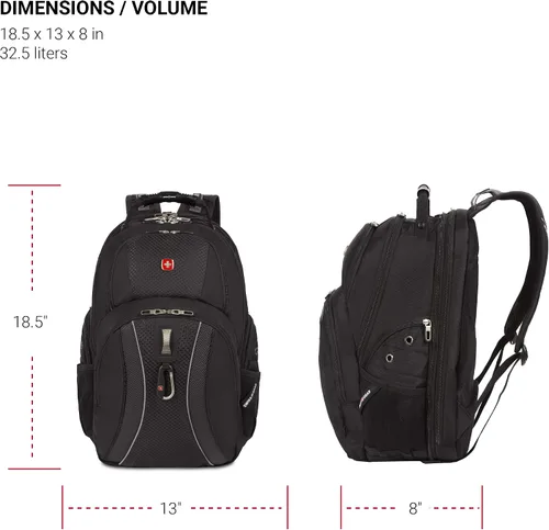Miniatura 6 de Swiss Gear SA1923 - Mochila negra para laptop ScanSmart, compatible con la mayoría de portátiles y tabletas de 15 pulgadas