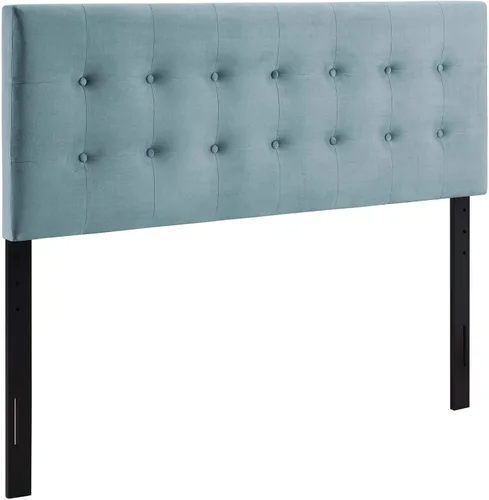 Miniatura 3 de Modway Emily - Cabecero de terciopelo con estilo capitoné para cama Queen, color azul claro