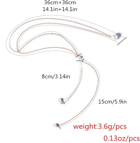 Miniatura 4 de Olbye Back Necklace Pearl Backdrop Necklaces Body Chain Jewelry for Women and Girls Bridal Jewelry