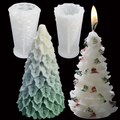 Miniatura 10 de 4PCS Moldes de Silicona para Árbol de Navidad, Moldes de Velas 3D para Hacer Velas Perfumadas, Jabón Hecho a Mano, Bomba de Baño, Barra de Loción, 4