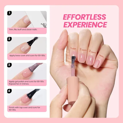 Miniatura 5 de Beetles - Juego de esmaltes de uñas de gel Jelly de 6 colores, tonos nude, rosa, marrón, con brillo y efecto de glitter, kit de esmaltes de gel
