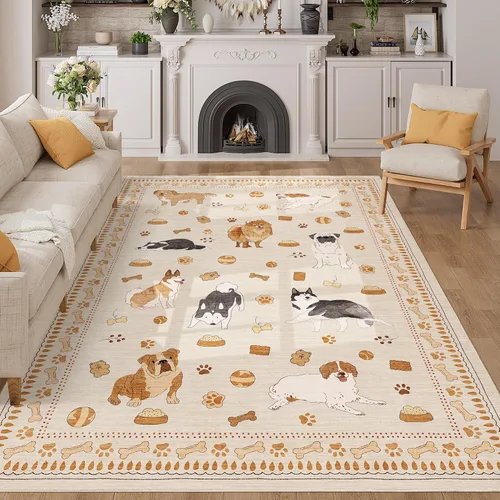 Miniatura 180 de DUKINO Alfombra de área de 6 x 9 pies, alfombra floral para sala de estar, ligera, antideslizante, lavable, alfombra de interior de pelo bajo