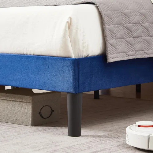 Miniatura 4 de VECELO Base de cama tamaño Queen, base de cama de plataforma con cabecera tapizada de altura ajustable, marcos resistentes y fuerte soporte
