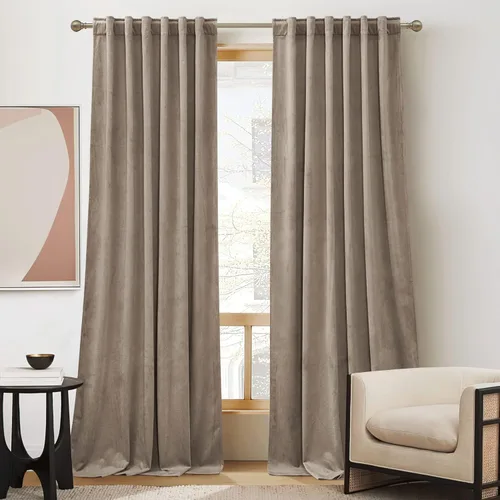 Miniatura 65 de RYB HOME - Cortinas de terciopelo beige, cortinas decorativas resistentes con pestaña trasera, cubierta de privacidad para oscurecer habitación