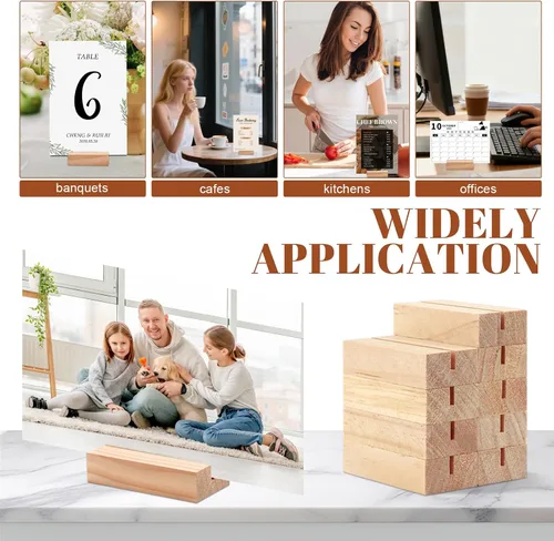 Miniatura 7 de FSWCCK 10 soportes de madera para tarjetas de lugar, soportes de madera para números, soporte para fotos, soportes acrílicos para ceremonia, fiesta