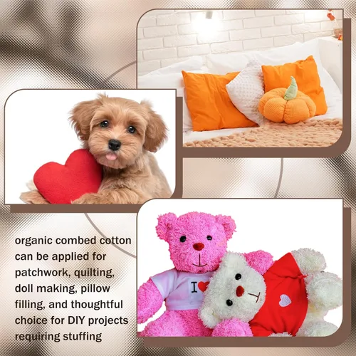 Miniatura 4 de Wesnoy 1000g/2.2lb de Relleno de Algodón para Animales de Peluche, Almohada Suave, Relleno de Fibra de Algodón Natural, para Juguetes, Decoraciones