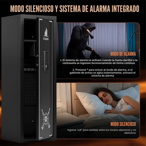 Miniatura 4 de KAER Caja fuerte biométrica para pistolas y rifles 13-15, cajas fuertes para armas con gabinete ajustable y bastidores de pistolas, gabinete