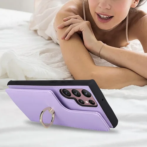 Miniatura 5 de Funda para Samsung Galaxy S22 Ultra con tarjetero para mujeres y niñas (6.8 pulgadas), Galaxy S22 Ultra funda tipo cartera con anillo de rotación