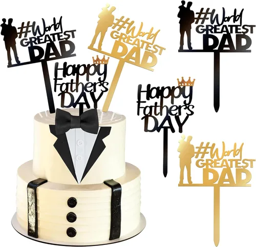 Miniatura 18 de Rsstarxi Paquete de 24 adornos para cupcakes con purpurina negra para el Día del Padre, para el Día del Padre, decoración de tartas, suministros