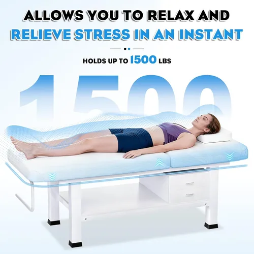Miniatura 6 de Mesa de masaje estacionaria con espuma viscoelástica, mesa de tatuaje de masaje con altura ajustable, cama facial para esteticista, piel sintética