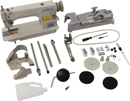 Miniatura 7 de Máquina de coser industrial blanca de 550 W, máquina de coser de tapicería de hierro de 110 V, máquina de coser comercial para vinilo, tapicería