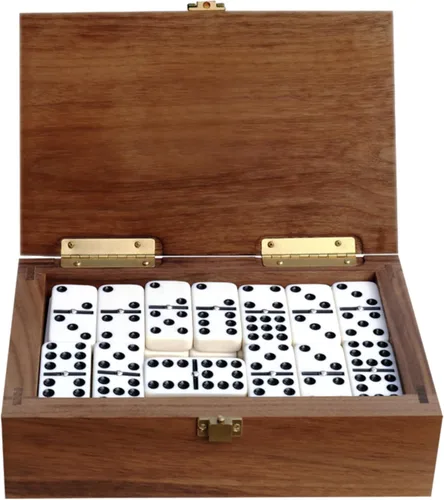 Miniatura 4 de Alex Cramer - Juego de dominó doble de 9 piezas para adultos con spinners. Juego de dominó en caja de nogal negro. Capacidad para 55 piezas