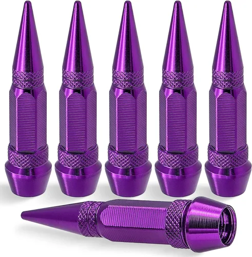 Miniatura 33 de 4 piezas de tapas de válvula de rueda con estilo púas, cubiertas universales de válvula de rueda de aleación de aluminio a prueba de polvo
