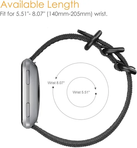 Miniatura 7 de FINTIE Correas compatibles con Fitbit Versa 2/1 / Lite Edition, correa de repuesto de nailon suave (negro)