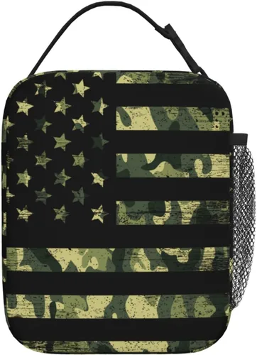 Miniatura 3 de Bolsa de almuerzo reutilizable con diseño de bandera de Estados Unidos de camuflaje