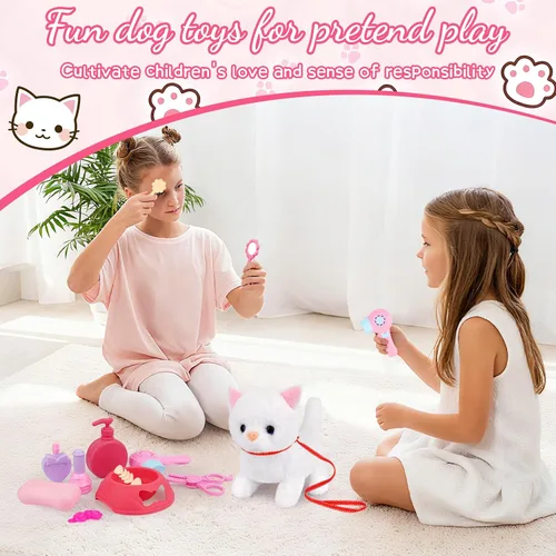 Miniatura 6 de Peluche de gato, juguetes de peluche de gato que camina, interactivo electrónico relleno con mochila de tortuga, lindos animales de peluche