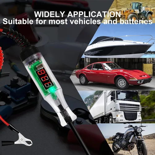 Miniatura 6 de Luces de prueba automotrices, probador de circuito LED digital de 5-90 V CC, probador de luz resistente con voltímetro, probador de voltaje