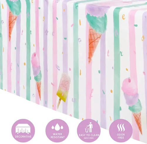 Miniatura 2 de WERNNSAI Mantel de Helado – 1 Paquete 108'' X 54'' Manteles de Verano Decoraciones de Fiesta de Helado Cubierta de Mesa Rosa con Chispitas
