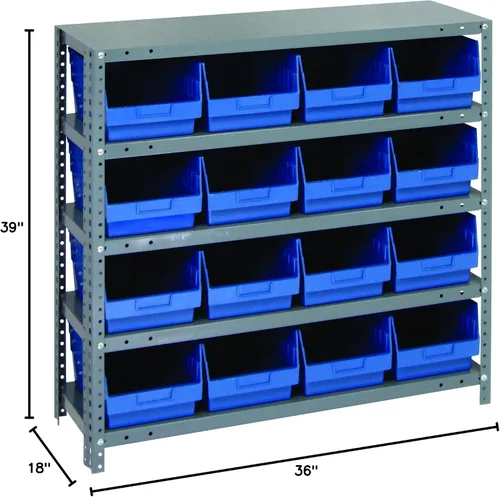Miniatura 16 de Quantum QSBU-245BK Heavy Duty Shelving Unit with (7) Shelves and (24) QUS245 Black Bins for Garage Warehouse Storage Distribution 400 lb Load