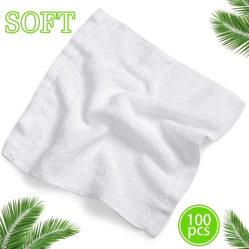 Miniatura 3 de Oudain 100 paños de limpieza blancos reutilizables a granel, trapos de limpieza de algodón, paños de cocina absorbentes, trapos de cocina pequeños
