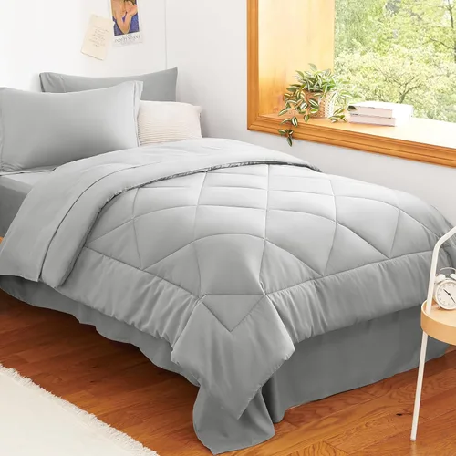 Miniatura 17 de CozyLux - Juego de edredón en una bolsa, para dormitorio universitario, todas las estaciones, edredón, sábanas y fundas para almohada y decorativas