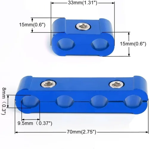 Miniatura 3 de Kit separador divisor de cables de bujía del motor Compatible con separadores de cable de aleación de aluminio de 8 mm 9 mm 10 mm azul