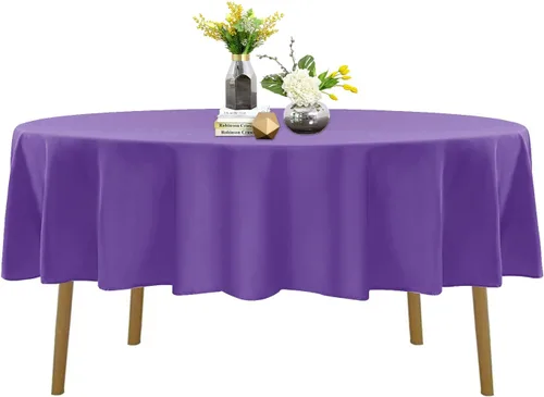 Miniatura 127 de Mantel de poliéster lavable de 90 pulgadas, resistente a las manchas y a las arrugas, mantel decorativo para mesa de comedor, fiestas de bufé y Negro