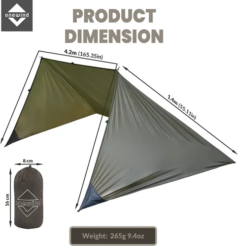 Miniatura 5 de onewind Refugio, juego de lona de campamento incluye refugio de emergencia, BugNet y huella de tienda, nailon Ripstop con revestimiento de Juego