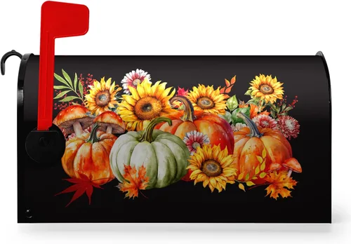 Miniatura 48 de Funda para buzón de verano magnética, girasol de verano impermeable, fundas para buzón de primavera, mariposas florales, buzón de poste, cubiertas