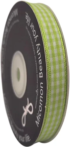 Miniatura 2 de Rollo de cinta a cuadros a cuadros verde manzana, 25 yardas cada rollo, 100% poliéster (3/8 pulgadas, verde manzana)