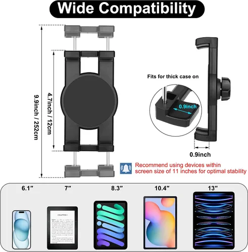 Miniatura 7 de Soporte para tablet con brazo ajustable para tablet iPhone de 3 a 11 pulgadas, iPad Pro Air Mini, Fire, iPhone 15, Galaxy S24 Z Fold 5