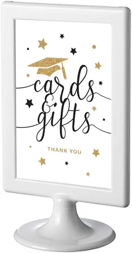 Miniatura 24 de Andaz Press Colección de fiesta de graduación con purpurina blanca y dorada, tarjetas de juego de adivinanzas de caramelos, paquete de 30, Tarjetas