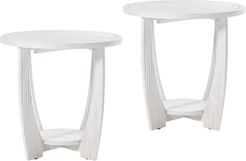 Miniatura 9 de COZAYH Mesa auxiliar redonda de granja con base de pedestal entrecruzada, mesa auxiliar con acabado envejecido, mesa decorativa rústica para sala