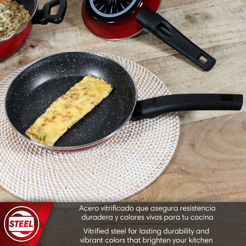 Miniatura 2 de Magefesa Coral - Sartén antiadherente de porcelana sobre acero de 10.2 pulgadas, calentamiento rápido y uniforme, fácil de limpiar, compatible