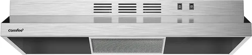 Comfee CVU30W2AST Campana extractora de 30 pulgadas con conducto/sin conducto, campana de ventilación duradera de acero inoxidable para debajo del