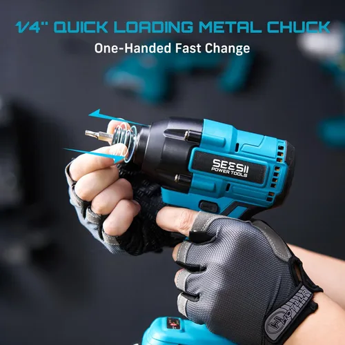 Miniatura 2 de SEESII Kit de destornillador de impacto inalámbrico, juego de destornillador de impacto de par máximo de 21V 1590 pulg-lb (180 N·m) con dos