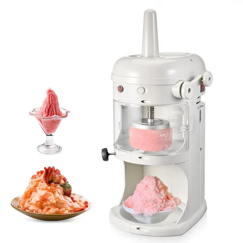Miniatura 10 de VEVOR Máquina eléctrica de 110V para hielo raspado, máquina para hacer conos de nieve de 500W, de mesa con textura de hielo ajustable, máquina