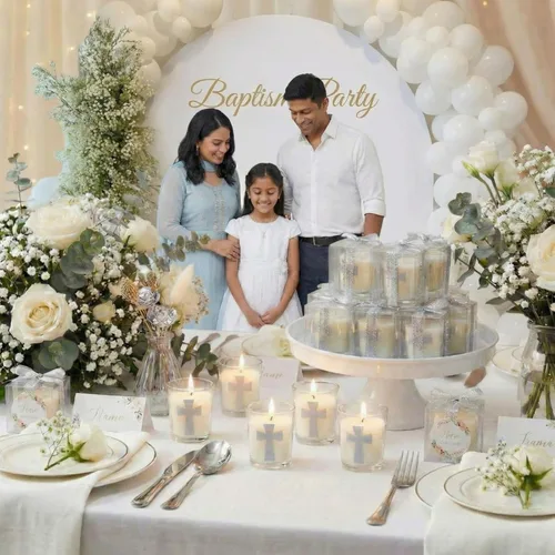 Miniatura 6 de Hushee Juego de 24 velas de cruz para la primera comunión, velas plateadas de bautismo con caja para boda, baby shower, regalos religiosos