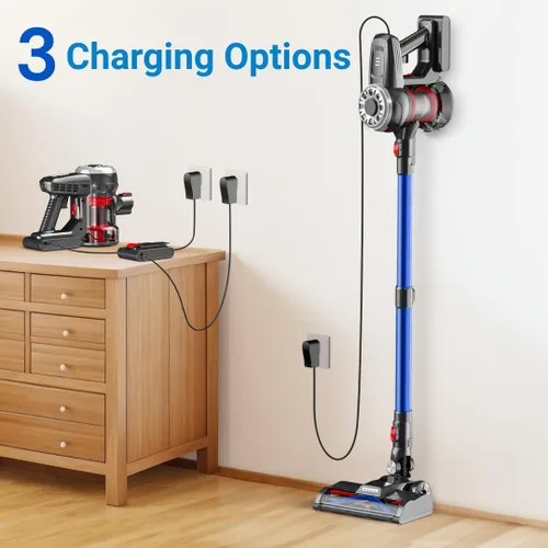 Miniatura 7 de Aspiradoras inalámbricas para el hogar, 45 minutos de tiempo de funcionamiento, faros LED, 2 velocidades, tubo telescópico, potente succión